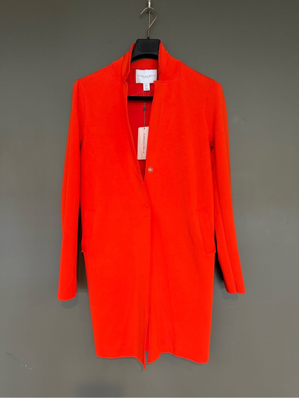 Carolina Belle Vibrant Orange Collarless Coat